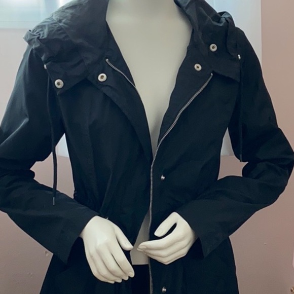 Merona Navy Blue Zip Up Rain Jacket With Hood Size Small - Picture 1 of 8